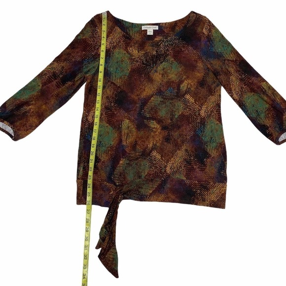 COLDWATER Creek Printed Side Tie Waist Blouse L - Picture 6 of 11